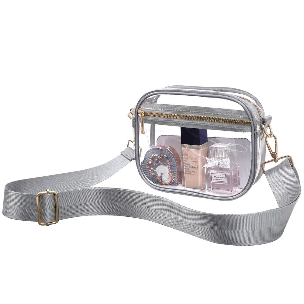 3332 Clear Bag Stadium Approved, Leather Clear Crossbody Purse Bag